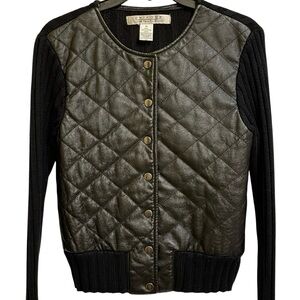 Uniform John Paul Richard Quilted Leather Bomber Jacket Knit Sleeves & Back Sz M